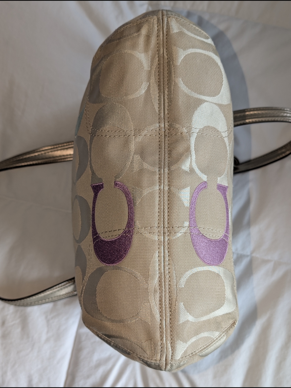 Coach Poppy Embossed Signature Logo Multicolor Tote - Picture 5 of 12